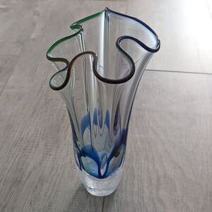 Adam Jablonski signed Multicolor art glass lead crystal vase Poland